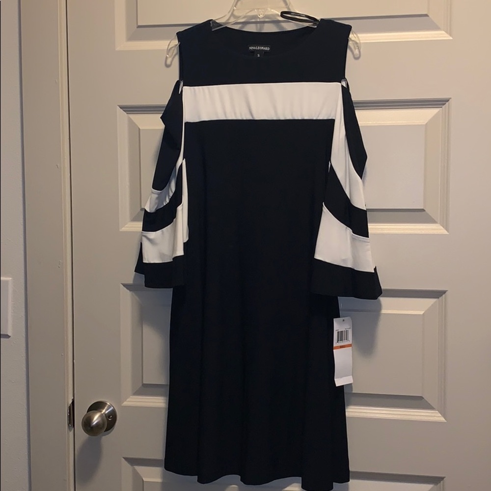 Navy and white dress